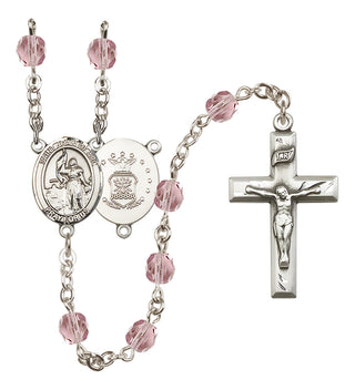 Silver-Plated 6mm Saint Joan of Arc / Air Force Rosary