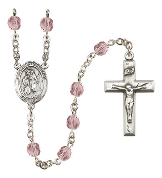 Silver Plated 6mm Fire Polished Saint John the Baptist Rosary in Light Amethyst