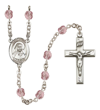 Silver Plated 6mm Fire Polished Saint Louise de Marillac Rosary in Light Amethyst