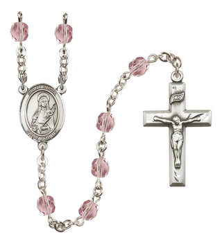 Silver Plated 6mm Fire Polished Saint Lucia of Syracuse Rosary in Light Amethyst