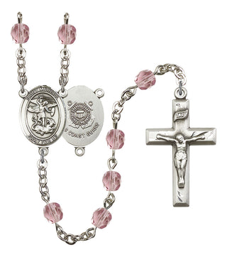 Saint Michael and Coast Guard Rosary with Light Amethyst Beads
