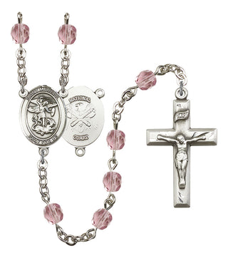 Saint Michael and Nat'l Guard Rosary with Light Amethyst Beads