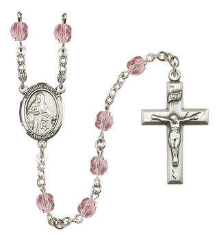 Silver Plated 6mm Fire Polished Saint Veronica Rosary in Light Amethyst