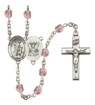 Silver-Plated 6mm Guardian Angel / Navy Rosary