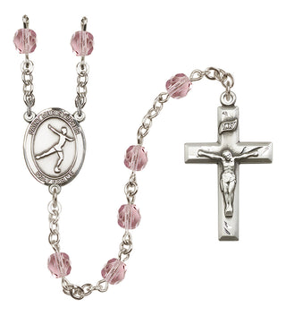 Silver-Plated 6mm Saint Christopher/Figure Skating  Engraved Catholic Rosaries