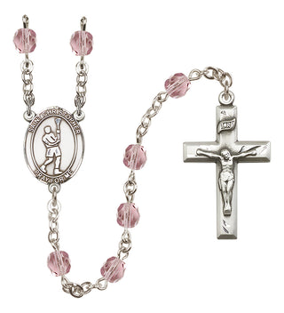 Silver-Plated 6mm Saint Christopher/Lacrosse Rosary