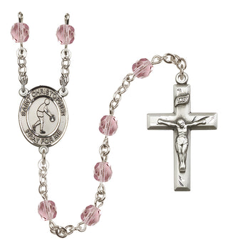 Silver-Plated 6mm Saint Christopher/Basketball Rosary