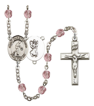 Saint Christopher and Basketball Rosary with Light Amethyst Beads
