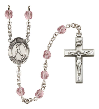 Silver-Plated 6mm Saint Sebastian/Baseball Rosary