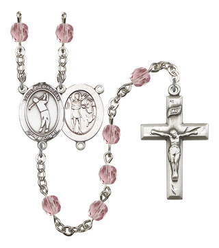 Saint Sebastian and Golf Rosary with Light Amethyst Beads