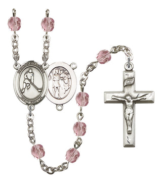 Saint Sebastian and Ice Hockey Rosary with Light Amethyst Beads