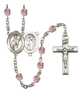 Saint Sebastian and Rodeo Rosary with Light Amethyst Beads
