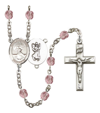 Saint CHRISTOPHER and Water Polo-Women Rosary with Light Amethyst Beads