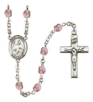 Silver-Plated 6mm Saint Maurus  Engraved Catholic Rosaries
