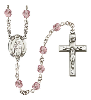 Silver Plated 6mm Fire Polished Saint Samuel Rosary in Light Amethyst