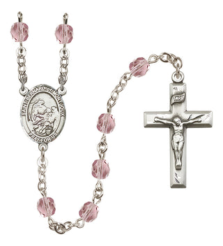 Silver Plated 6mm Fire Polished Saint Bernard of Montjoux Rosary in Light Amethyst