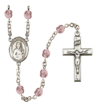Silver Plated 6mm Fire Polished Saint Wenceslaus Rosary in Light Amethyst