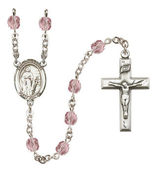Silver Plated 6mm Fire Polished Saint Susanna Rosary in Light Amethyst