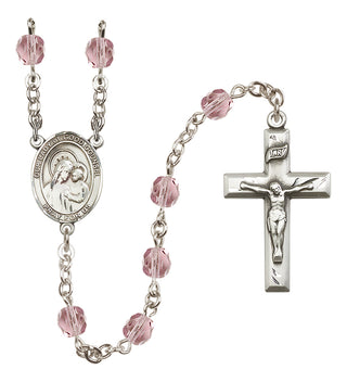Silver Plated 6mm Fire Polished Our Lady of Good Counsel Rosary in Light Amethyst