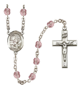 Silver-Plated 6mm Saint Rosalia  Engraved Catholic Rosaries