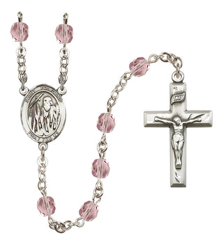 Silver Plated 6mm Fire Polished Saint Polycarp of Smyrna Rosary in Light Amethyst