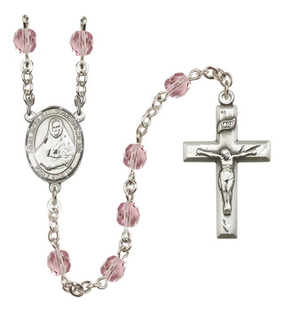 Silver Plated 6mm Fire Polished Saint Rose Philippine Duchesne Rosary in Light Amethyst