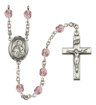 Silver Plated 6mm Fire Polished Saint Marina Rosary in Light Amethyst