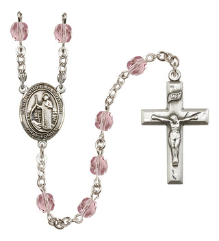 Silver Plated 6mm Fire Polished Saint Raymond of Penafort Rosary in Light Amethyst