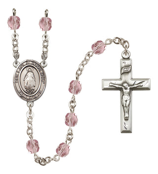 Silver Plated 6mm Fire Polished Our Lady of Good Help Rosary in Light Amethyst