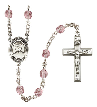 Silver Plated 6mm Fire Polished Saint Jose Sanchez del Rio Rosary in Light Amethyst