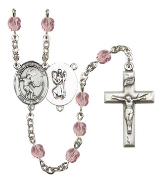 Saint Christopher and Soccer Rosary with Light Amethyst Beads