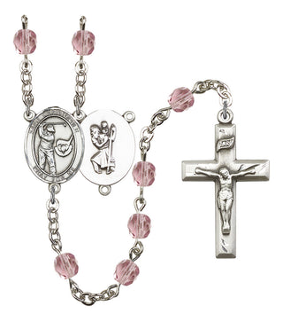 Saint Christopher and Golf Rosary with Light Amethyst Beads