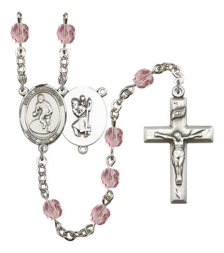 Saint Christopher and Wrestling Rosary with Light Amethyst Beads