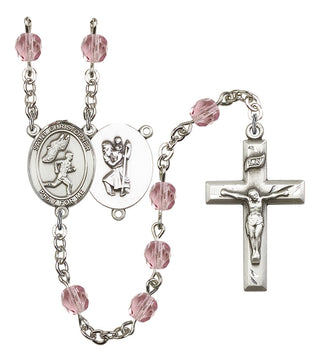Saint Christopher and Track&Field Rosary with Light Amethyst Beads