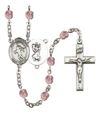 Saint Christopher and Track&Field Rosary with Light Amethyst Beads