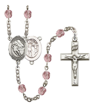 Saint Sebastian and Hockey Rosary with Light Amethyst Beads