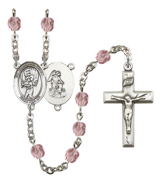Guardian Angel and Baseball Rosary with Light Amethyst Beads