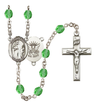 Silver-Plated 6mm Saint Brendan the Navigator / Navy Rosary