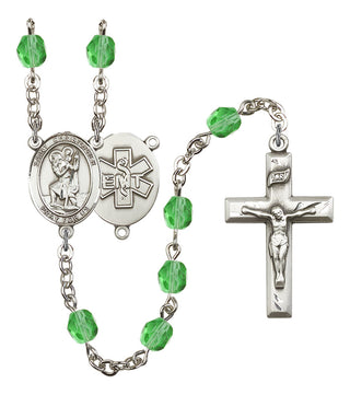 Saint Christopher and EMT Rosary with Peridot Beads