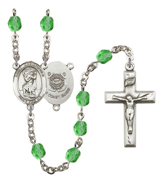 Saint Christopher and Coast Guard Rosary with Peridot Beads