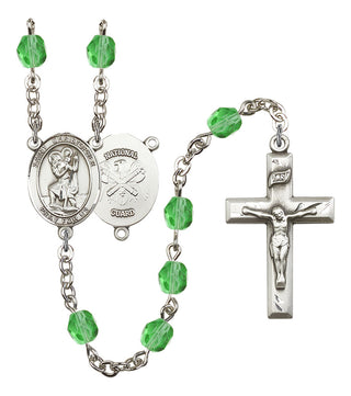Saint Christopher and Nat'l Guard Rosary with Peridot Beads