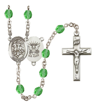 Silver-Plated 6mm Saint George / Navy Rosary