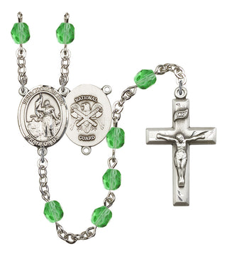 Saint Joan of Arc and Nat'l Guard Rosary with Peridot Beads