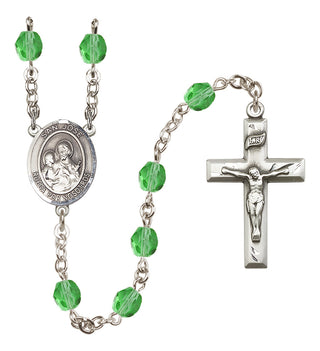 Silver Plated 6mm Fire Polished San Jose Rosary in Peridot