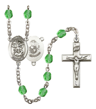 Saint Michael and Marines Rosary with Peridot Beads