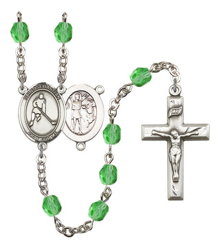 Saint Sebastian and Ice Hockey Rosary with Peridot Beads
