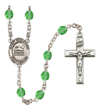 Silver-Plated 6mm Saint Sebastian/Swimming Rosary
