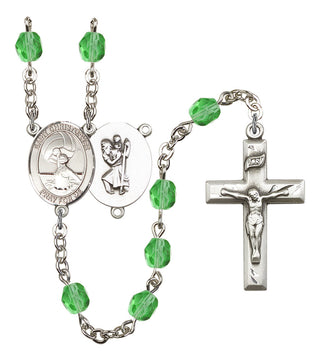Saint CHRISTOPHER and Water Polo-Women Rosary with Peridot Beads