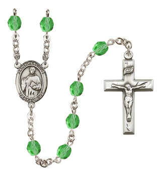 Silver-Plated 6mm Saint Placidus  Engraved Catholic Rosaries