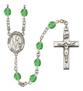 Silver Plated 6mm Fire Polished Saint Joseph of Arimathea Rosary in Peridot